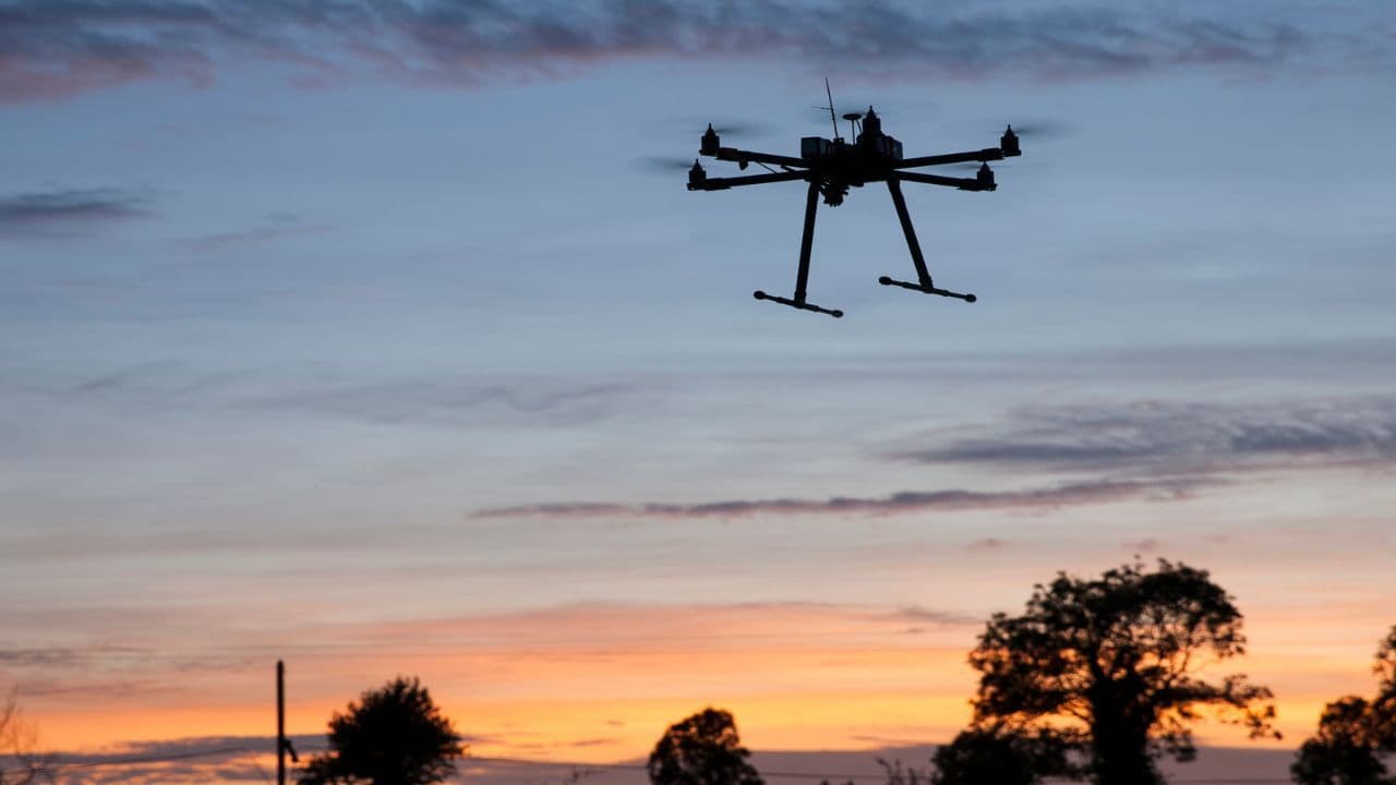 A drone hovering in the air