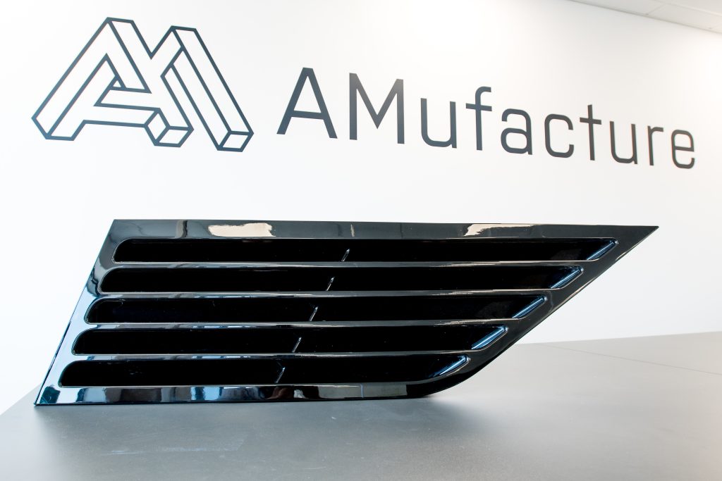 A 3D printed vehicle grill.