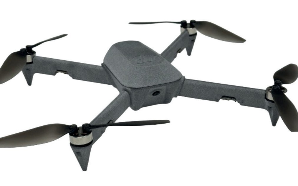 A nested HP Multi Jet Fusion build of quadcopter arms and chassis.